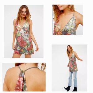 FREE PEOPLE TANGIER FLORAL SEQUIN SLEEVELESS MINI DRESS‎